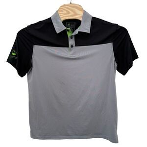 Code‎ Green Large Gray Black Short Sleeve Men's Performance Golf Polo Shirt